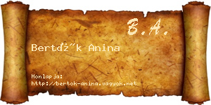 Bertók Anina névjegykártya